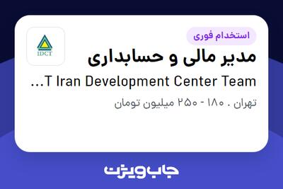  استخدام مدیر مالی و حسابداری در IDCT  Iran Development Center Team