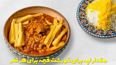  مقدار لپه برای خورشت قیمه برای هر نفر چقدر است؟ + مقدار گوشت برای هر نفر