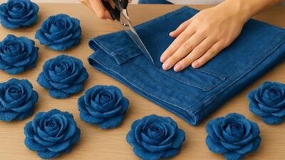  تبدیل شلوار جین قدیمی به گل رز / گام به گام خودتان انجام دهید!